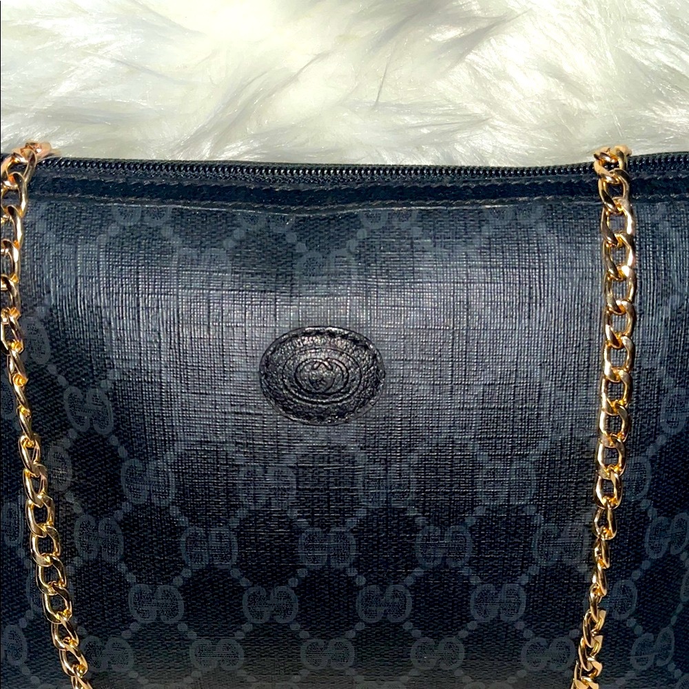 Vintage Gucci Black GG Supreme Monogram Clutch Crossbody Chain Bag - Picture 5 of 12